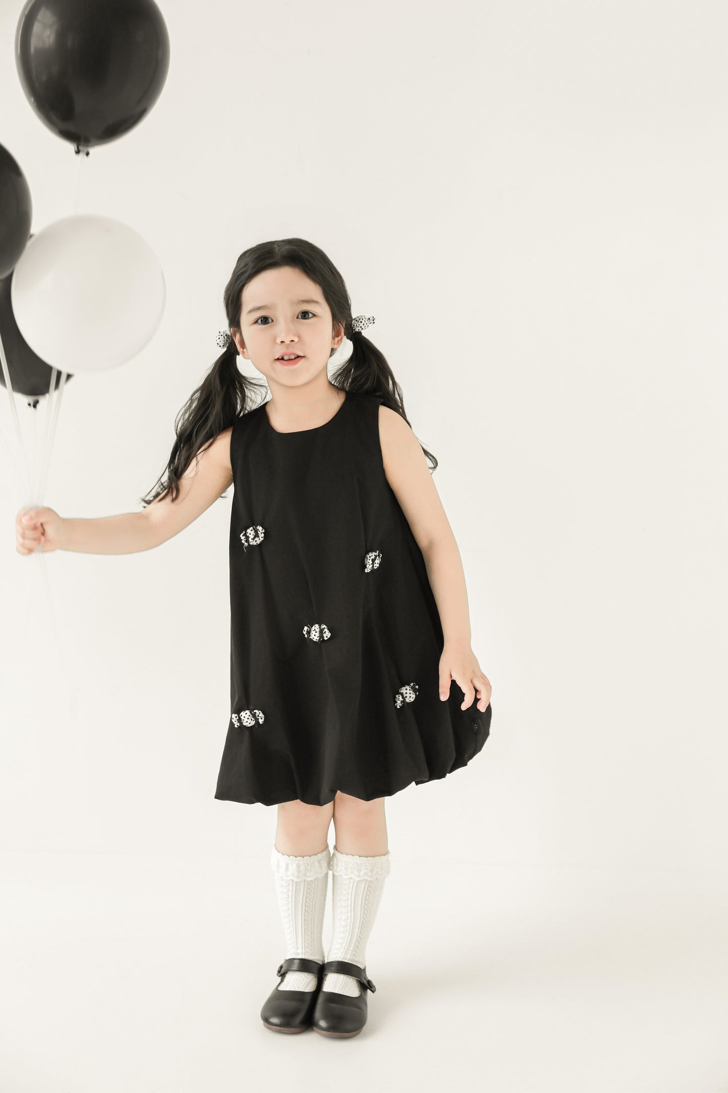 Layla Candy Bow Bubble Dress, Midnight Black