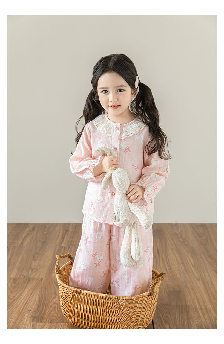 Lace Collar Button-Front Lounge Set, Blush Pink