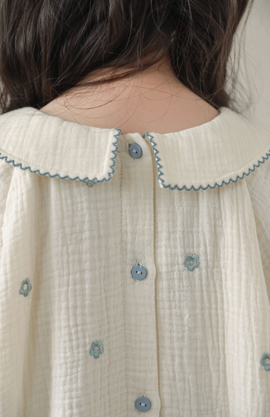 Embroidered Muslin Blouse, Ivory