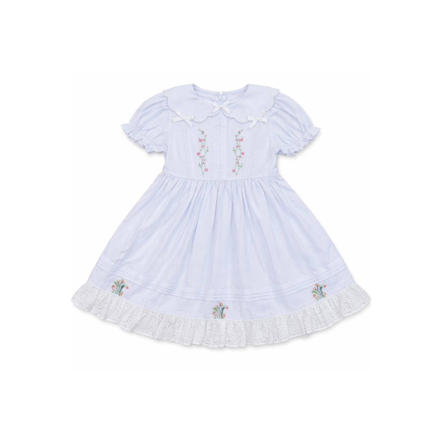 Iris Floral Embroidered Dress, Ivory White