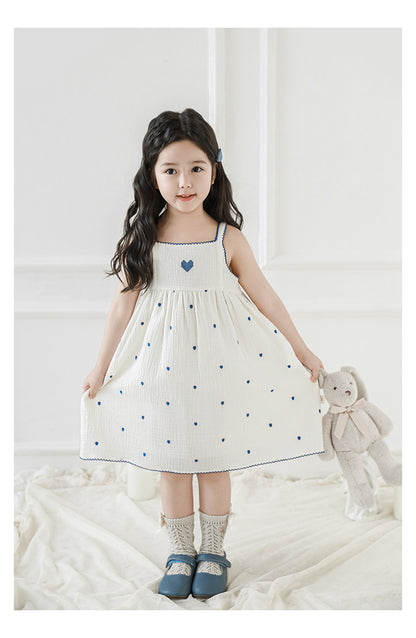 Mia Heart Embroidered Muslin Dress, Ivory