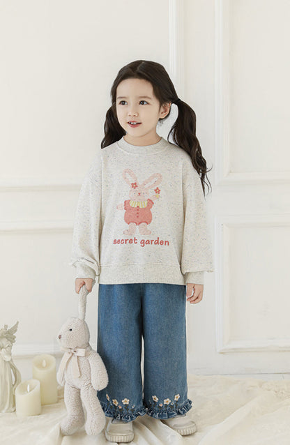 Embroidered Ruffled Jeans, Classic Blue