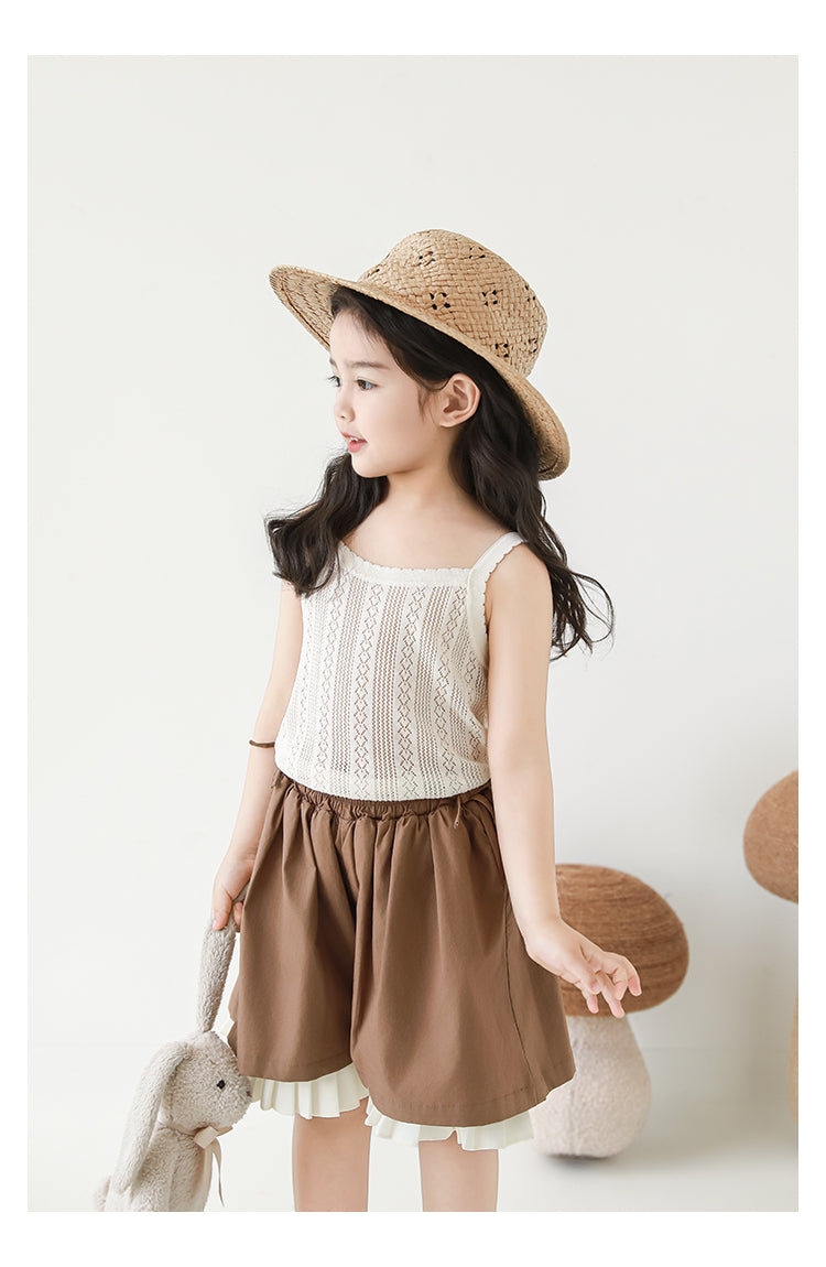 Lyocell Knit Pointelle Strap Top, Ivory