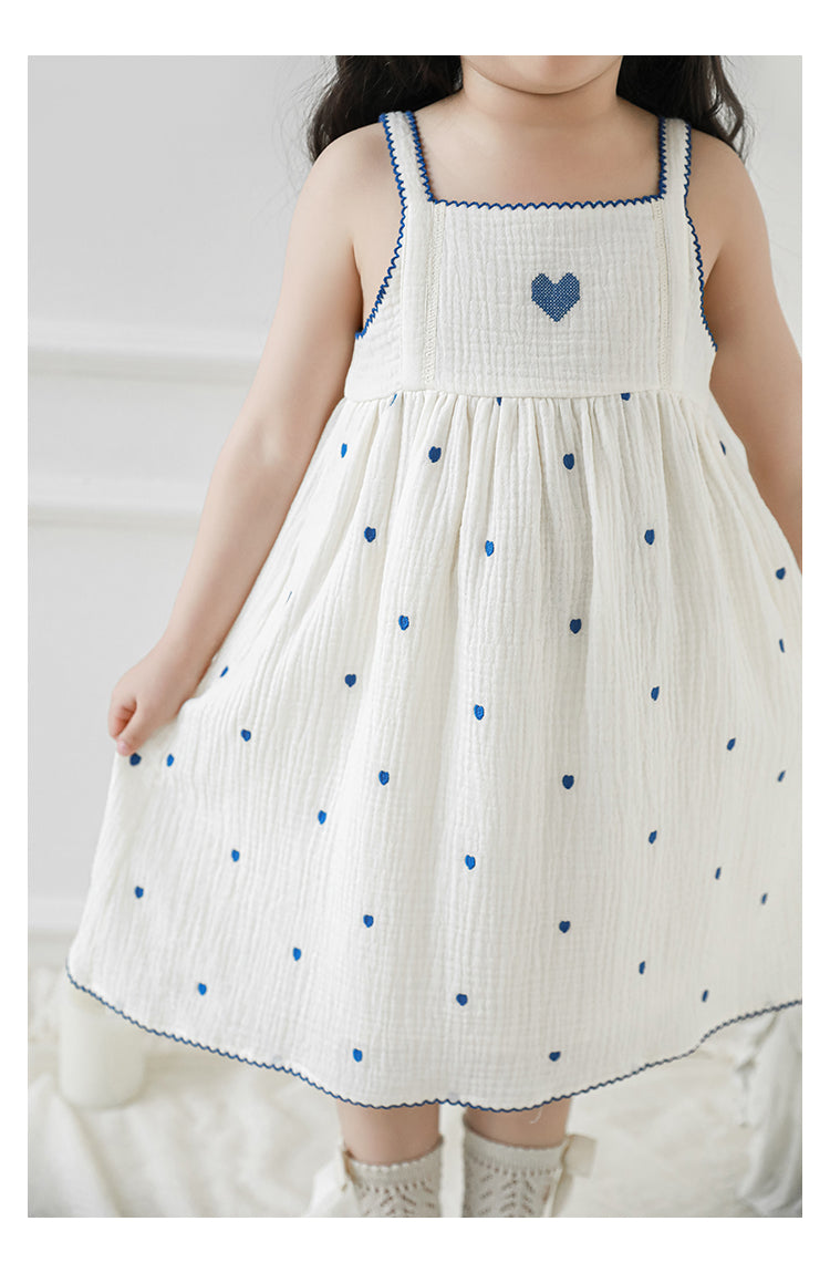 Mia Heart Embroidered Muslin Dress, Ivory