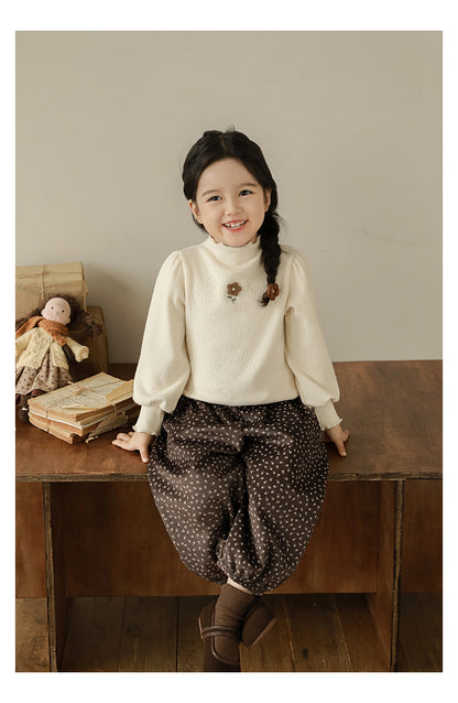 Floral Embroidered Ribbed Top, Oat