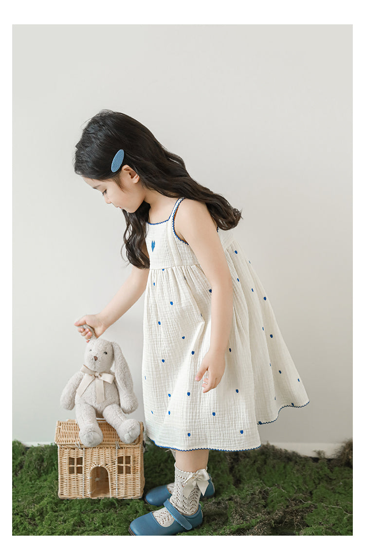 Mia Heart Embroidered Muslin Dress, Ivory