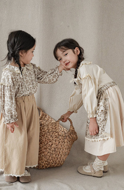 Floral Embroidered Lace Trim Blouse, Cream