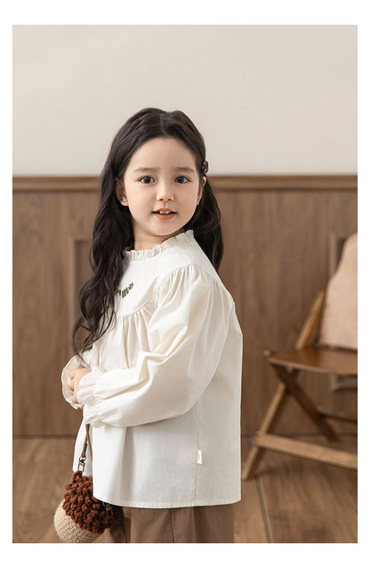 Woodland Embroidered Babydoll Blouse, Ivory