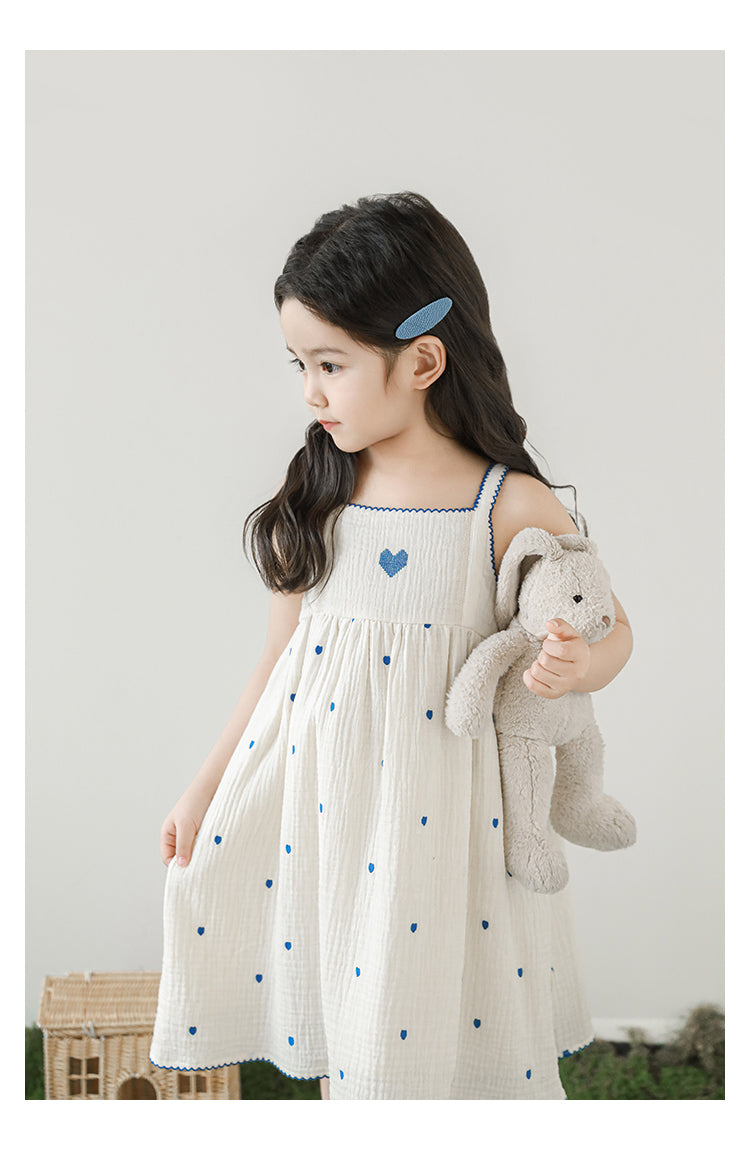 Mia Heart Embroidered Muslin Dress, Ivory
