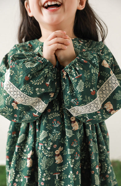 Willow Lace Detail Dress, Forest Green