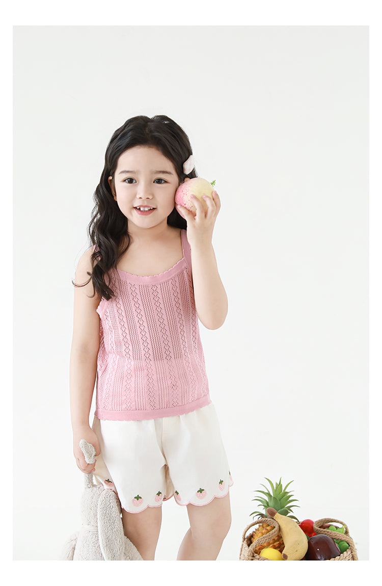 Lyocell Knit Pointelle Strap Top, Blush Pink