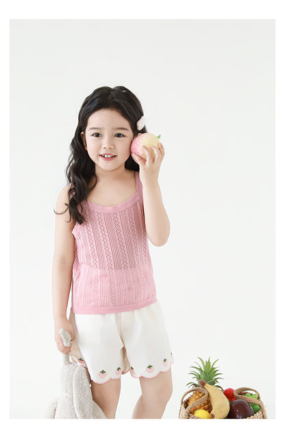 Lyocell Knit Pointelle Strap Top, Blush Pink