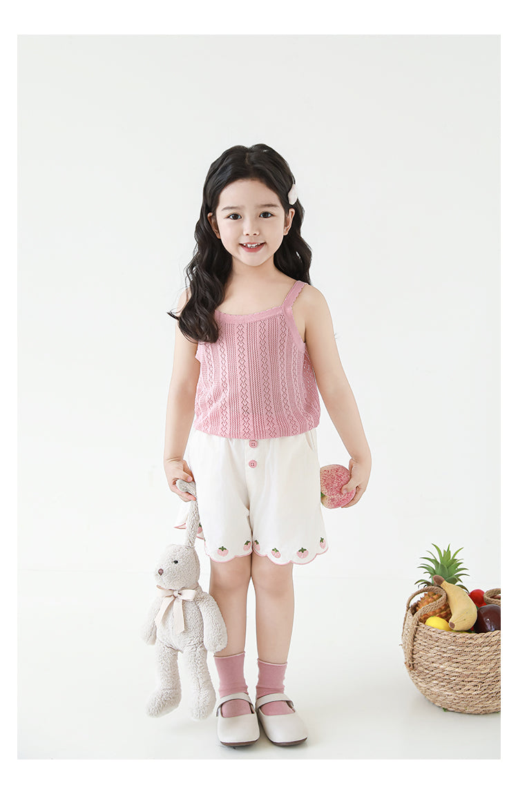 Lyocell Knit Pointelle Strap Top, Blush Pink