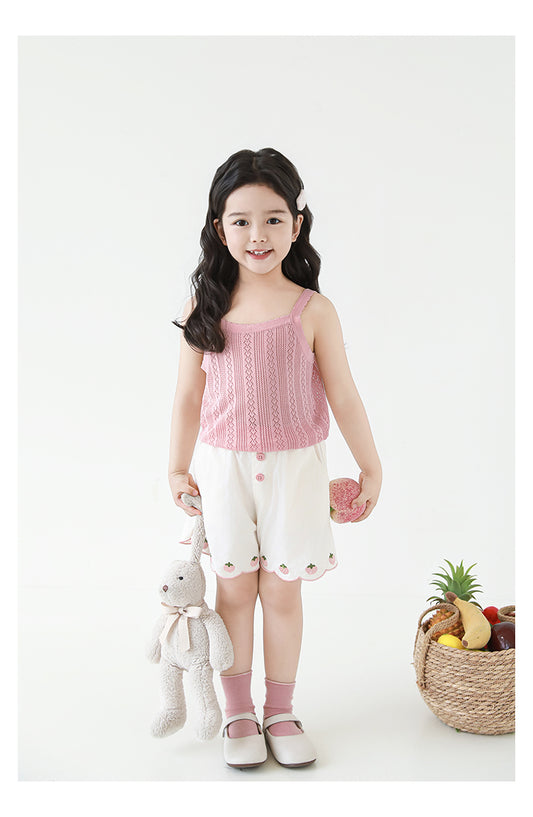 Lyocell Knit Pointelle Strap Top, Blush Pink