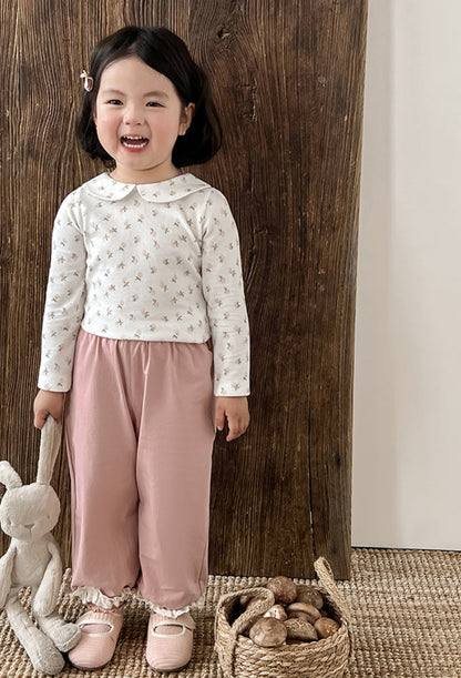 Lace Hem Cuffed Trousers, Dusty Rose