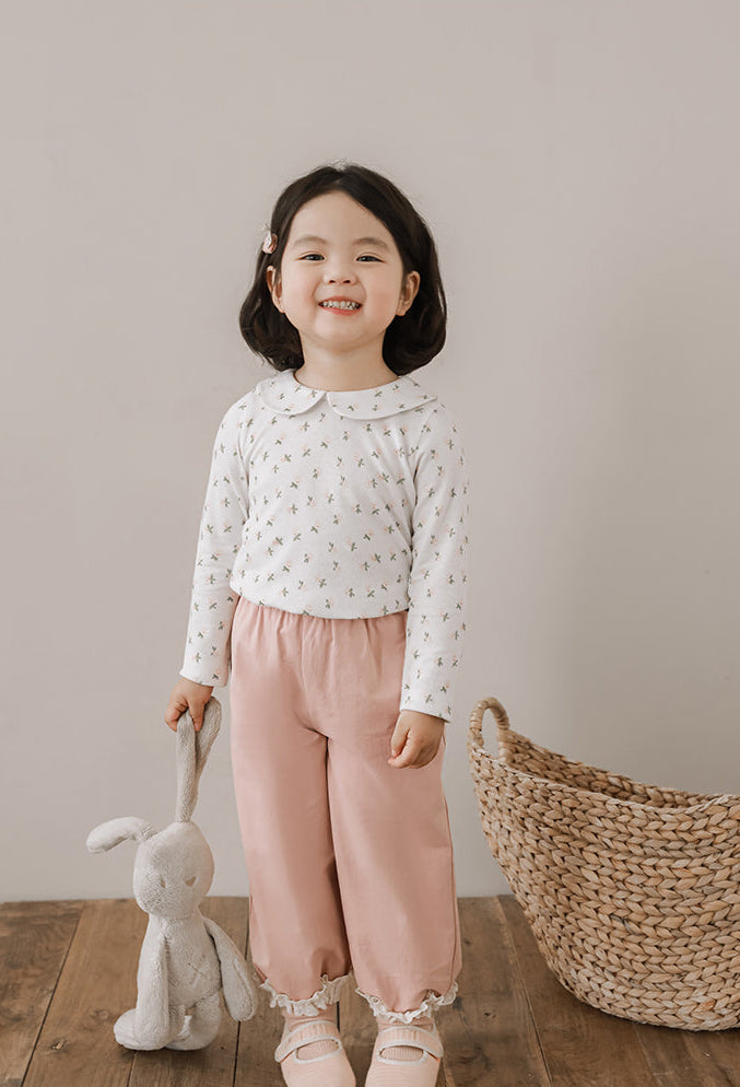 Lace Hem Cuffed Trousers, Dusty Rose