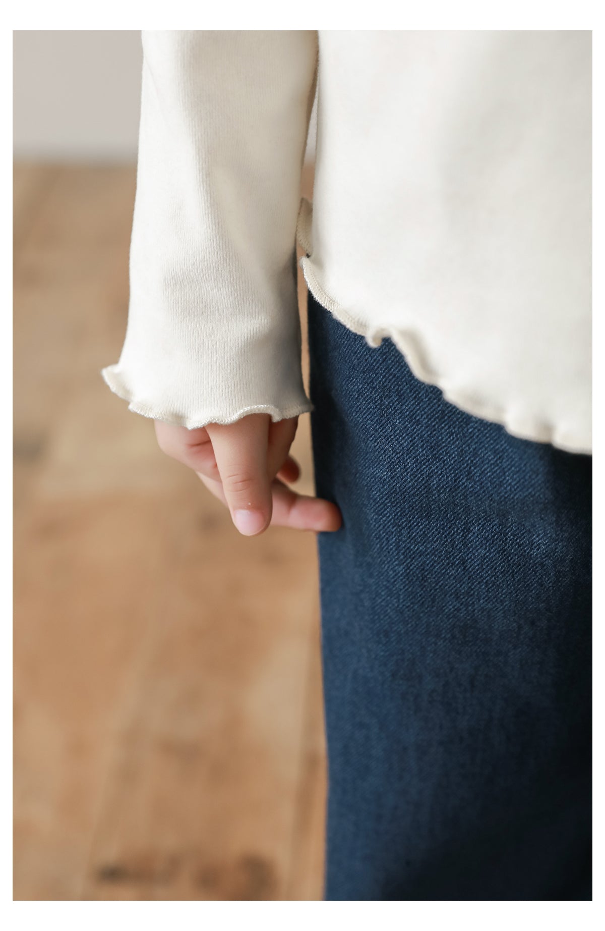 Button Embellished Frill Trim Top, Cream