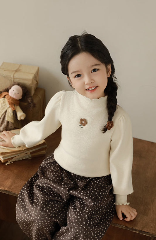 Elegant girls embroidered puff sleeve top by Ava & Bear London