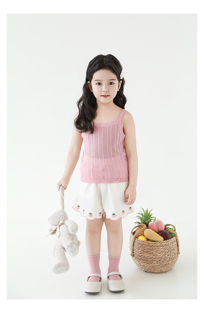 Lyocell Knit Pointelle Strap Top, Blush Pink