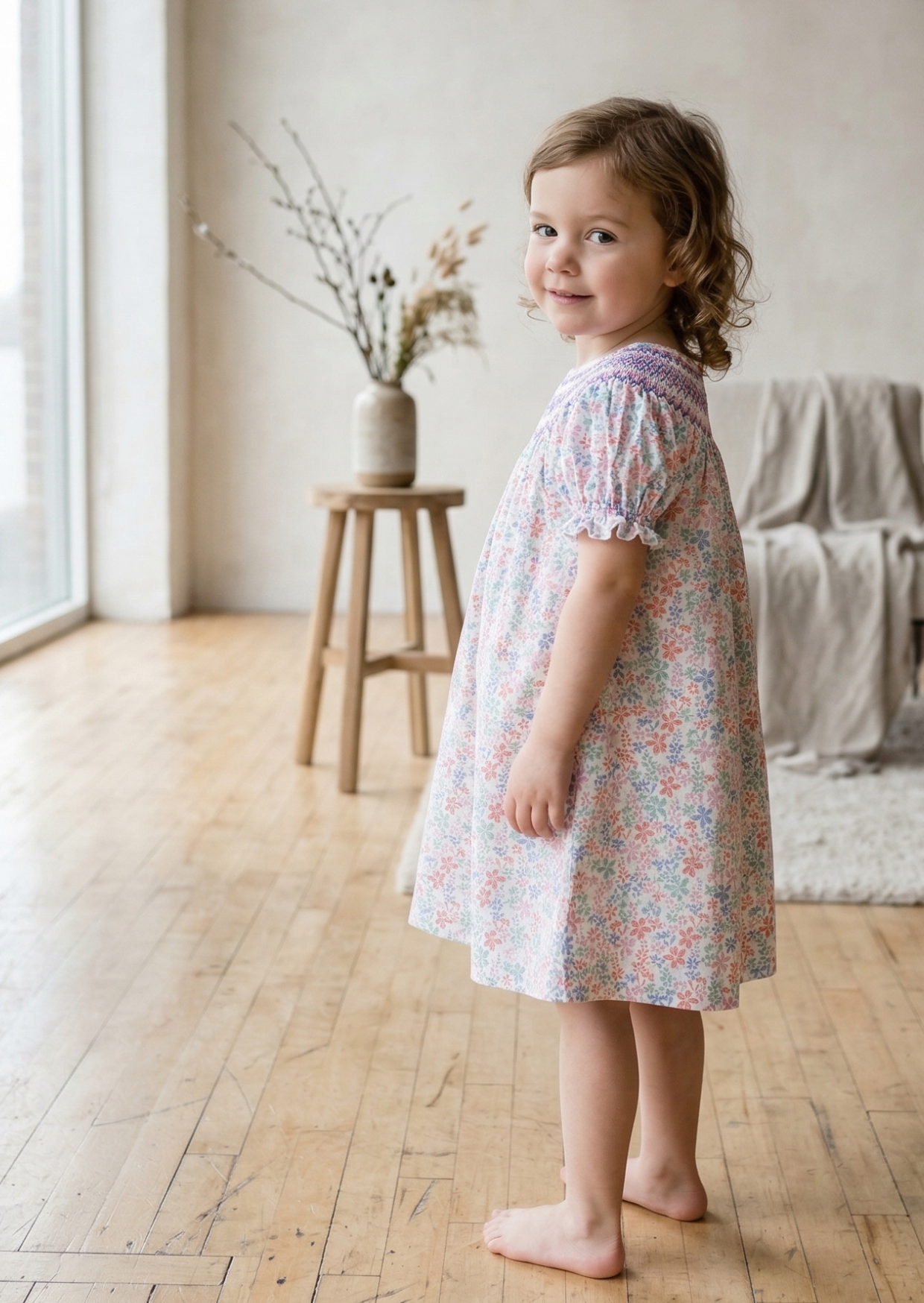 Amelia Hand-Smocked Dress, English Garden
