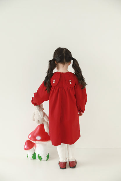 Sylvie Woodland Embroidered Dress, Berry Red