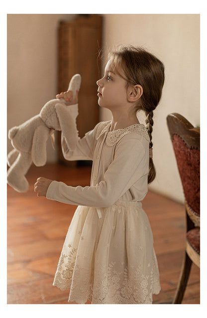 Aurelia Lace Embroidered Layered Skirt, Ivory