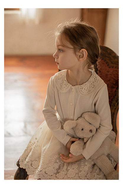 Aurelia Lace Embroidered Layered Skirt, Ivory
