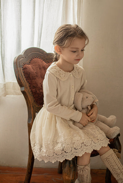 Aurelia Lace Embroidered Layered Skirt, Ivory