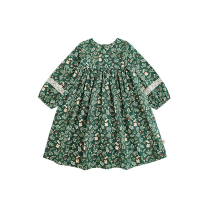 Willow Lace Detail Dress, Forest Green