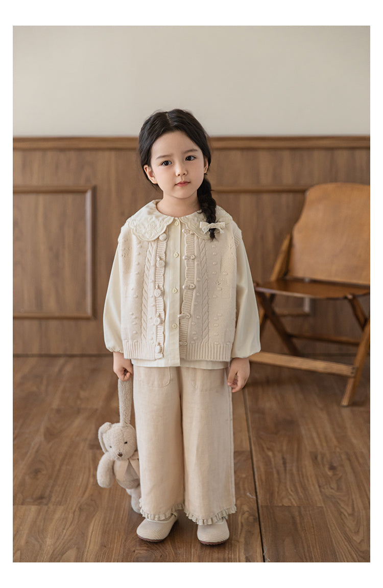 Linen Blend Lace Hem Trousers, Oat