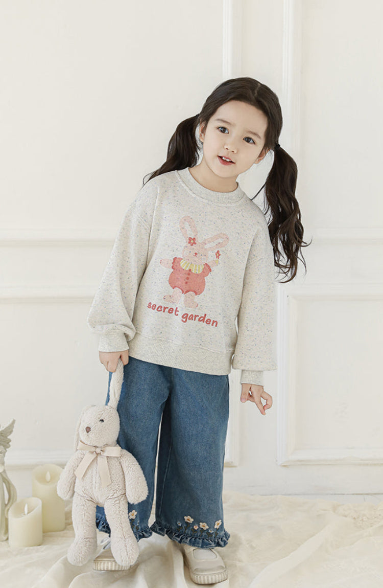Embroidered Ruffled Jeans, Classic Blue