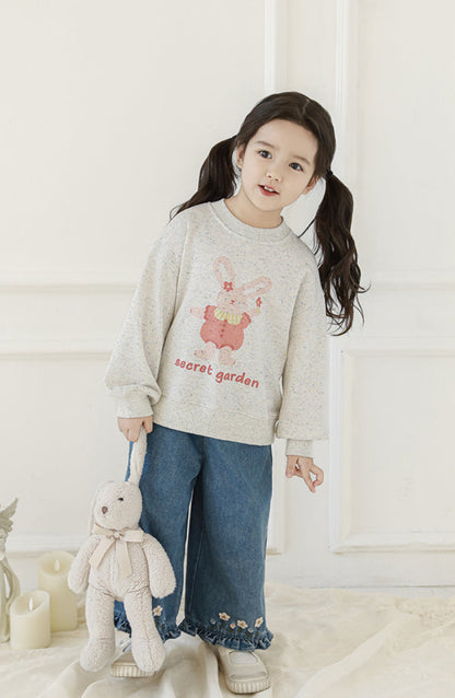 Embroidered Ruffled Jeans, Classic Blue