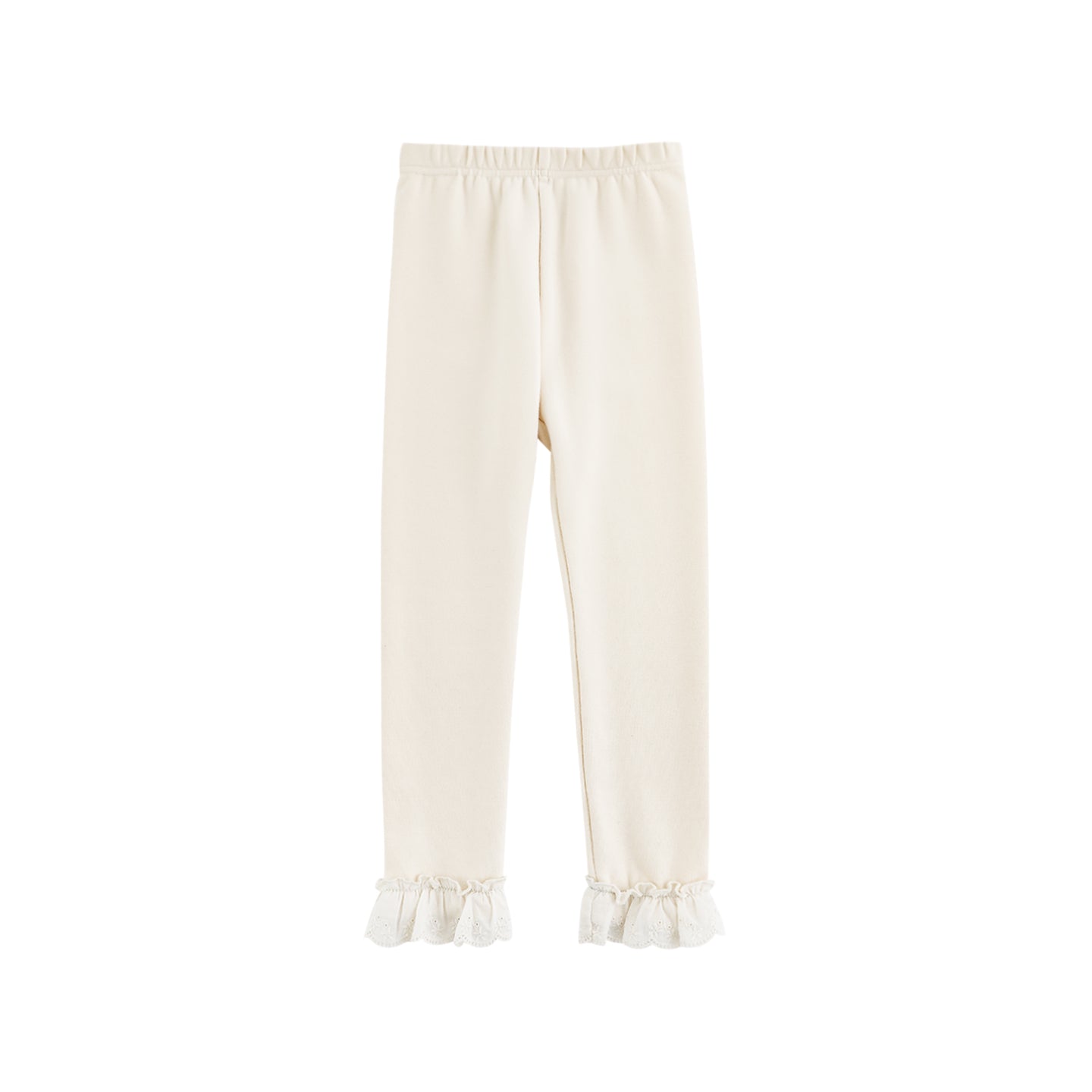 Lace Hem Leggings, Cream