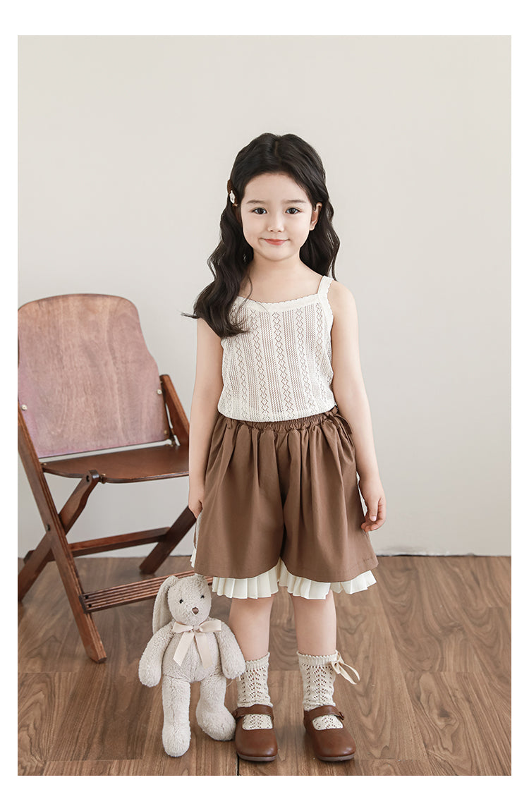 Lyocell Knit Pointelle Strap Top, Ivory
