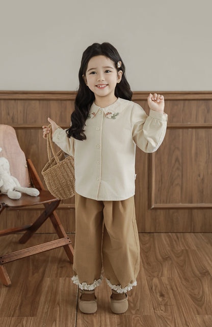 Lace Trim Tapered Trousers, Camel