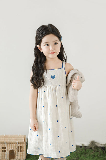 Mia Heart Embroidered Muslin Dress, Ivory