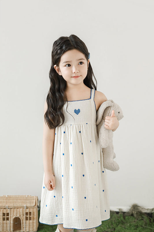Mia Heart Embroidered Muslin Dress, Ivory