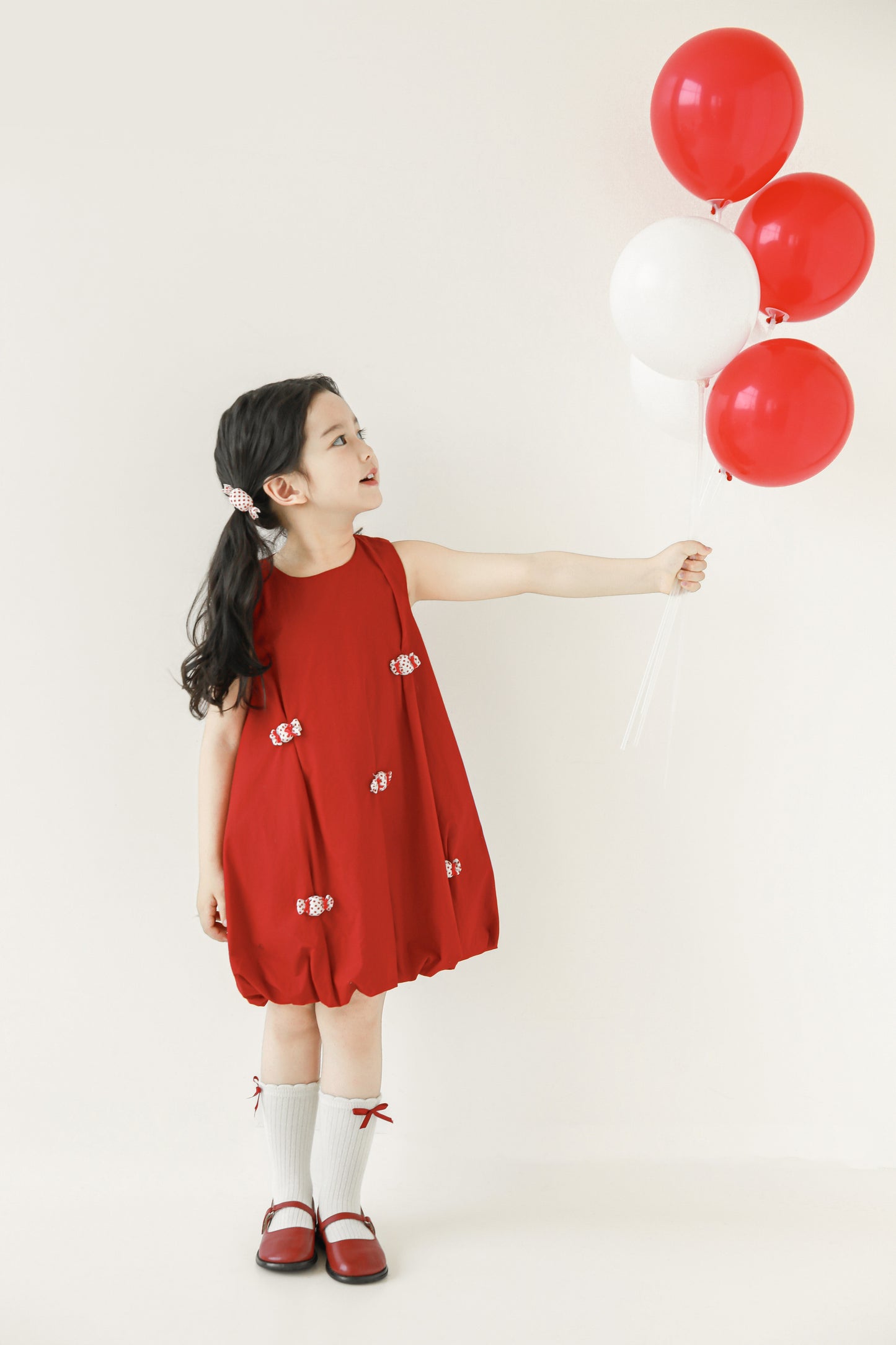 Layla Candy Bow Bubble Dress, Berry Red