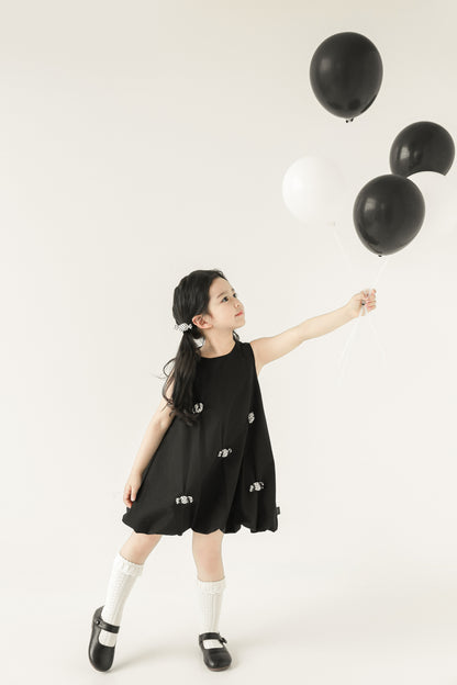 Layla Candy Bow Bubble Dress, Midnight Black