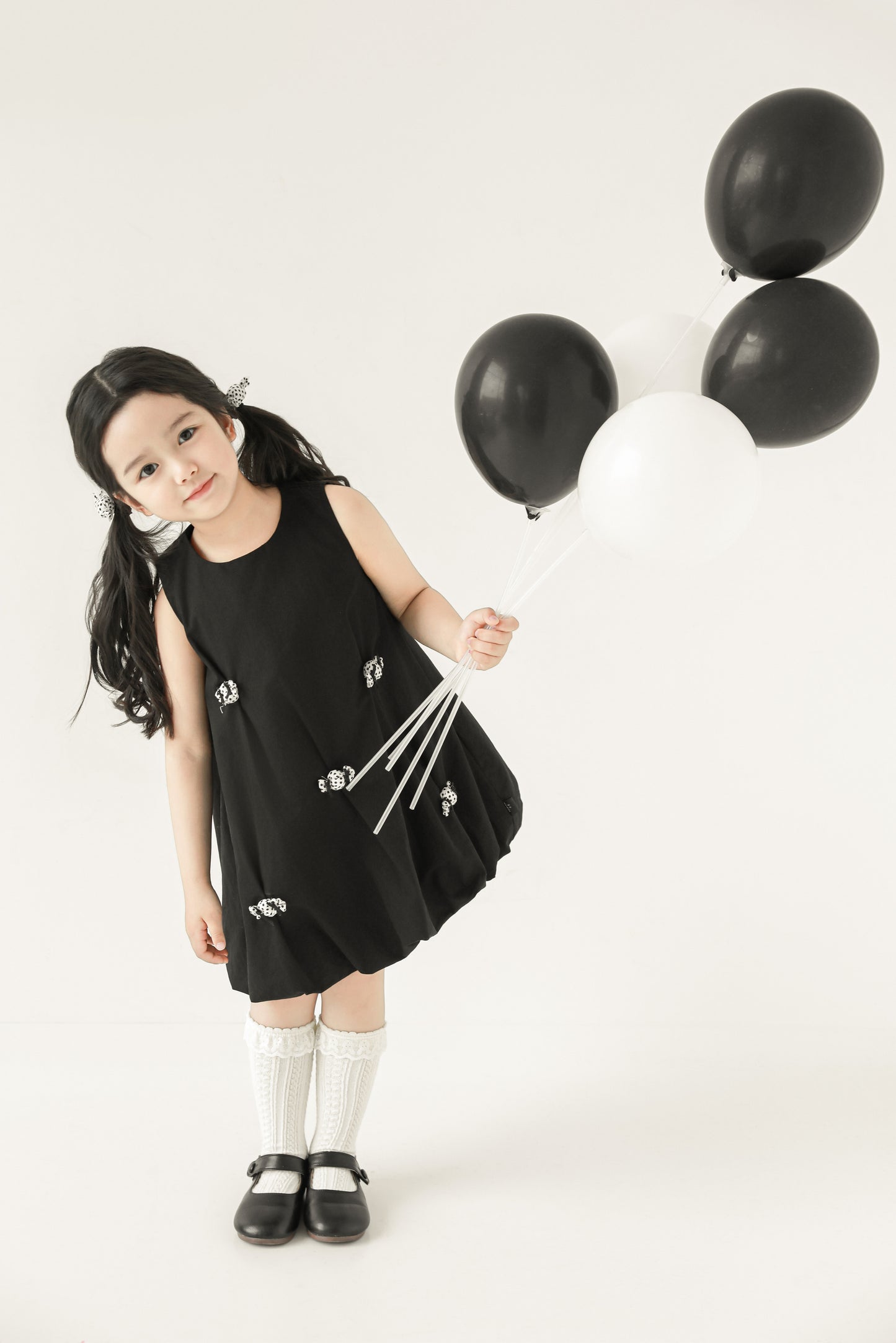 Layla Candy Bow Bubble Dress, Midnight Black
