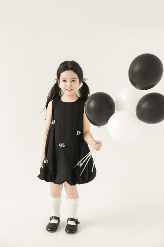 Layla Candy Bow Bubble Dress, Midnight Black
