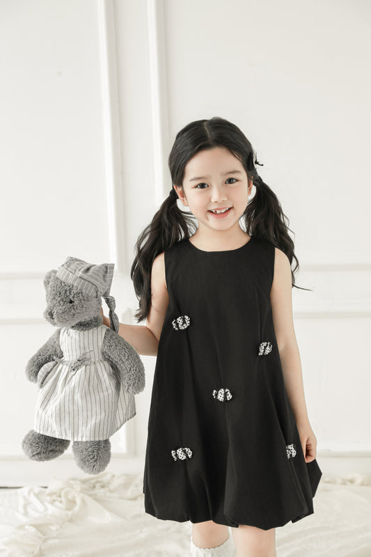 Layla Candy Bow Bubble Dress, Midnight Black