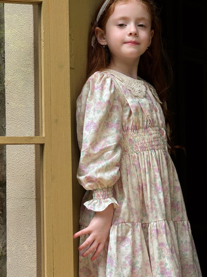 Violet Crochet Collar Dress, Lilac Floral