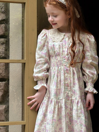 Violet Crochet Collar Dress, Lilac Floral