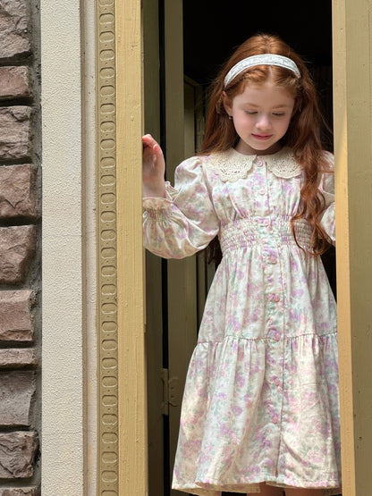 Violet Crochet Collar Dress, Lilac Floral