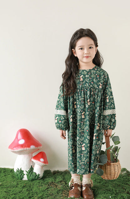 Willow Lace Detail Dress, Forest Green