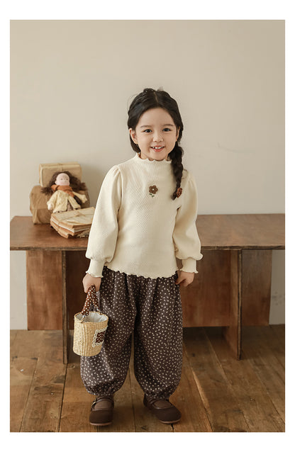 Floral Embroidered Ribbed Top, Oat