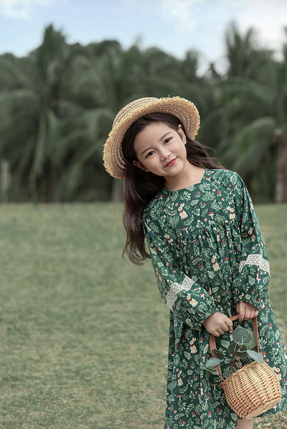 Willow Lace Detail Dress, Forest Green
