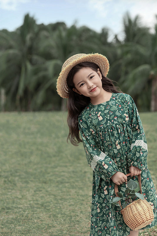 Willow Lace Detail Dress, Forest Green