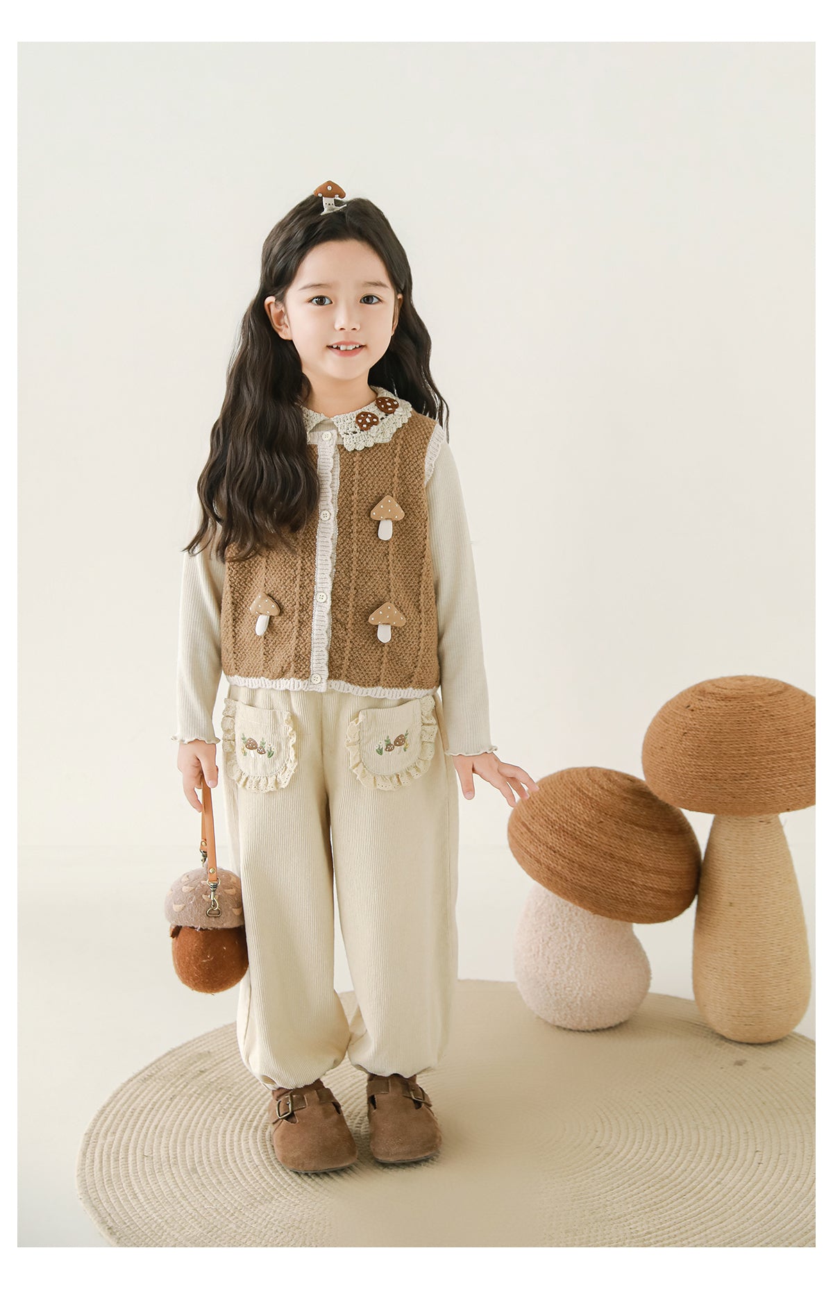 Woodland Embroidered Corduroy Trousers, Cream